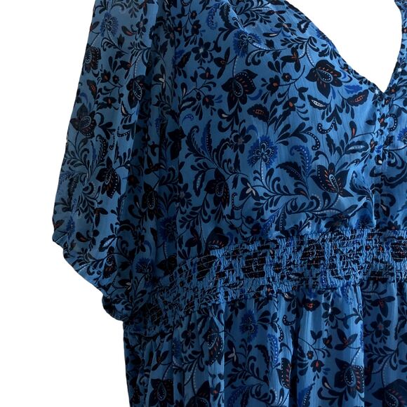 Old Navy Women's Maxi Dress Size XXL Floral Boho Smocked Waist Peasant Cottage - Picture 10 of 11